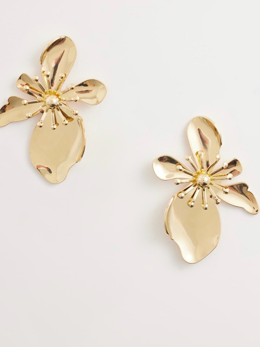 Gold Floral Statement Earrings